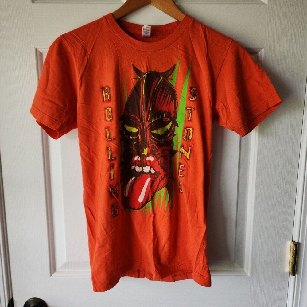 Rolling Stones Graphic Print Short Sleeve Tee Women's Small Orange 2001